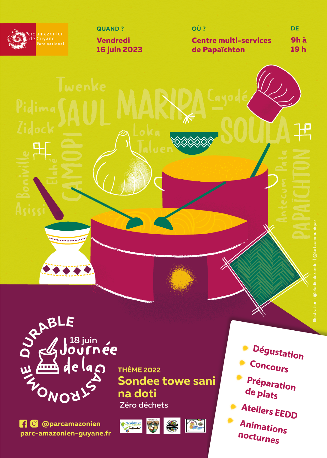 Flyer fête de la gastronomie durable à Papaïchton